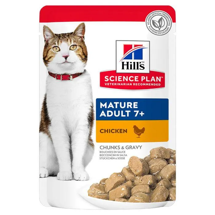 Hills Science Plan Mature Adult Cat Selection Pouches with Chicken and Ocean Fish 12 pk