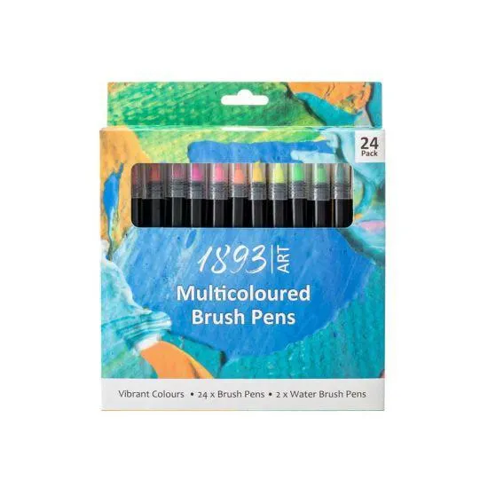 1893 Art Multi-Coloured Brush Pens Pack of 24