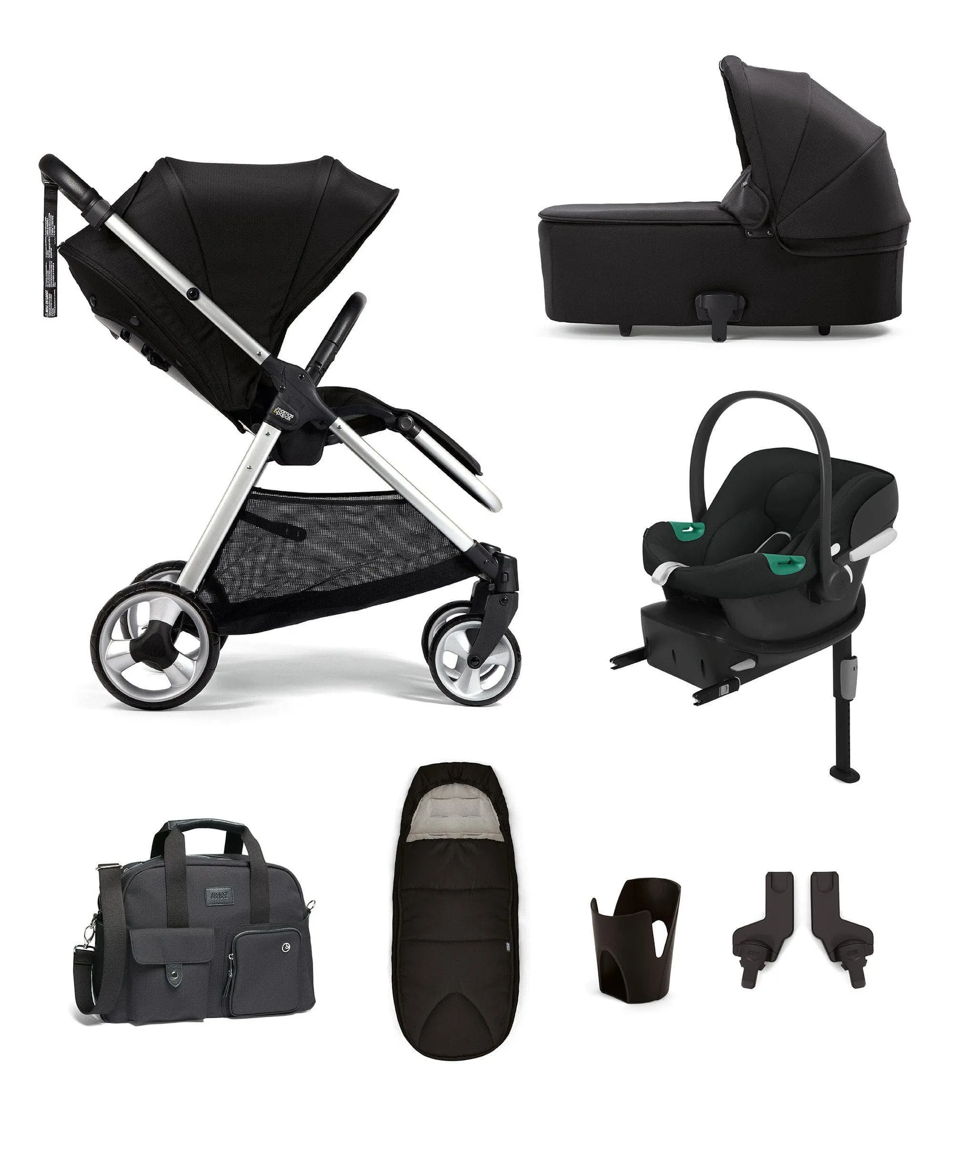Flip XT2 7 Piece Complete Bundle with Aton B2 Car Seat and Base in Black