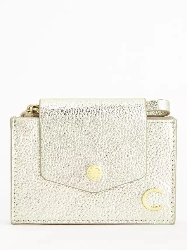 Alphabet Concertina Leather Card Holder, C, Gold