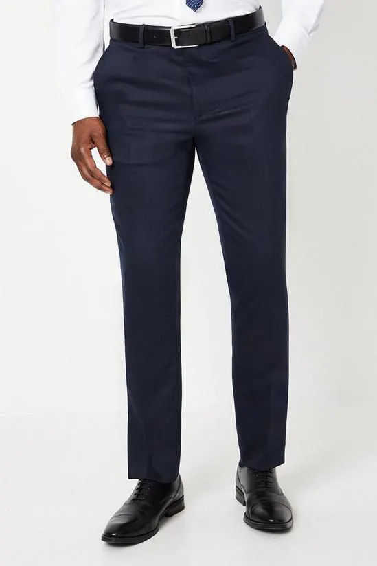 Navy Herringbone Suit Trouser