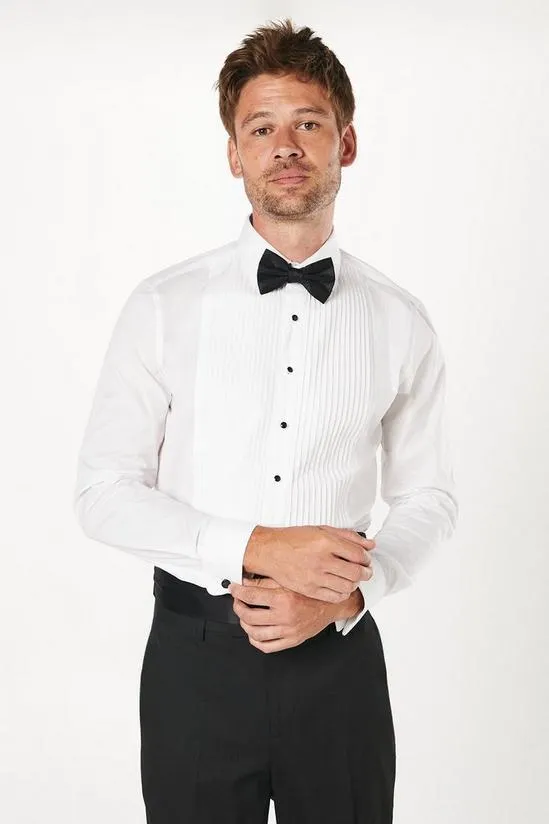 Pleat Front Slim Fit Dress Shirt