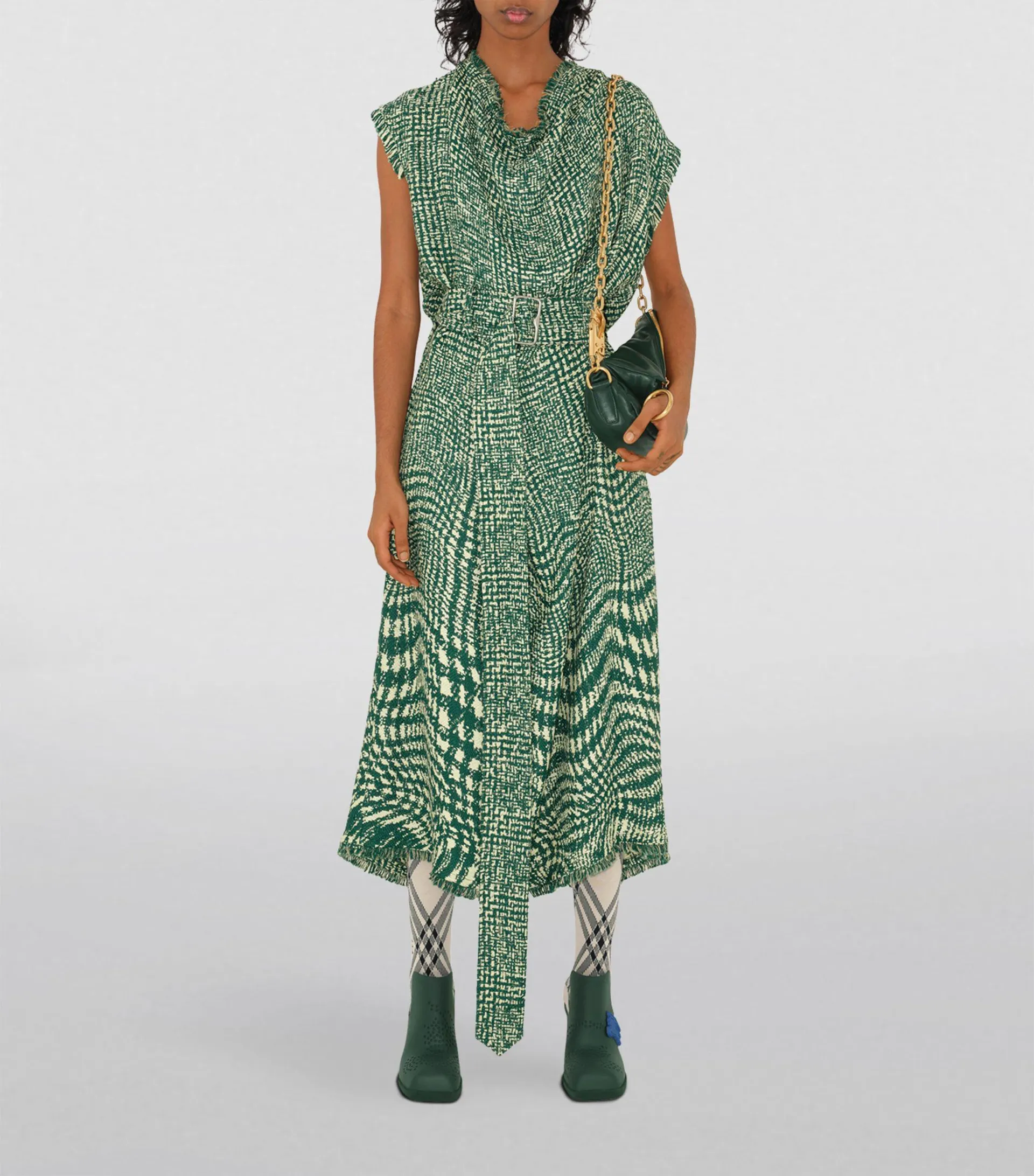 EXCLUSIVE Warped Houndstooth Print Dress