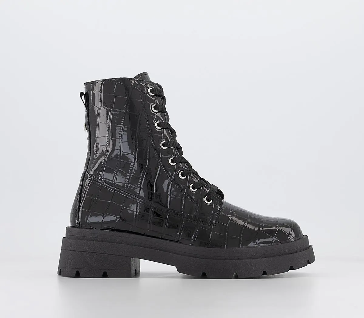Allie Patent Lace Up Croc Boots
