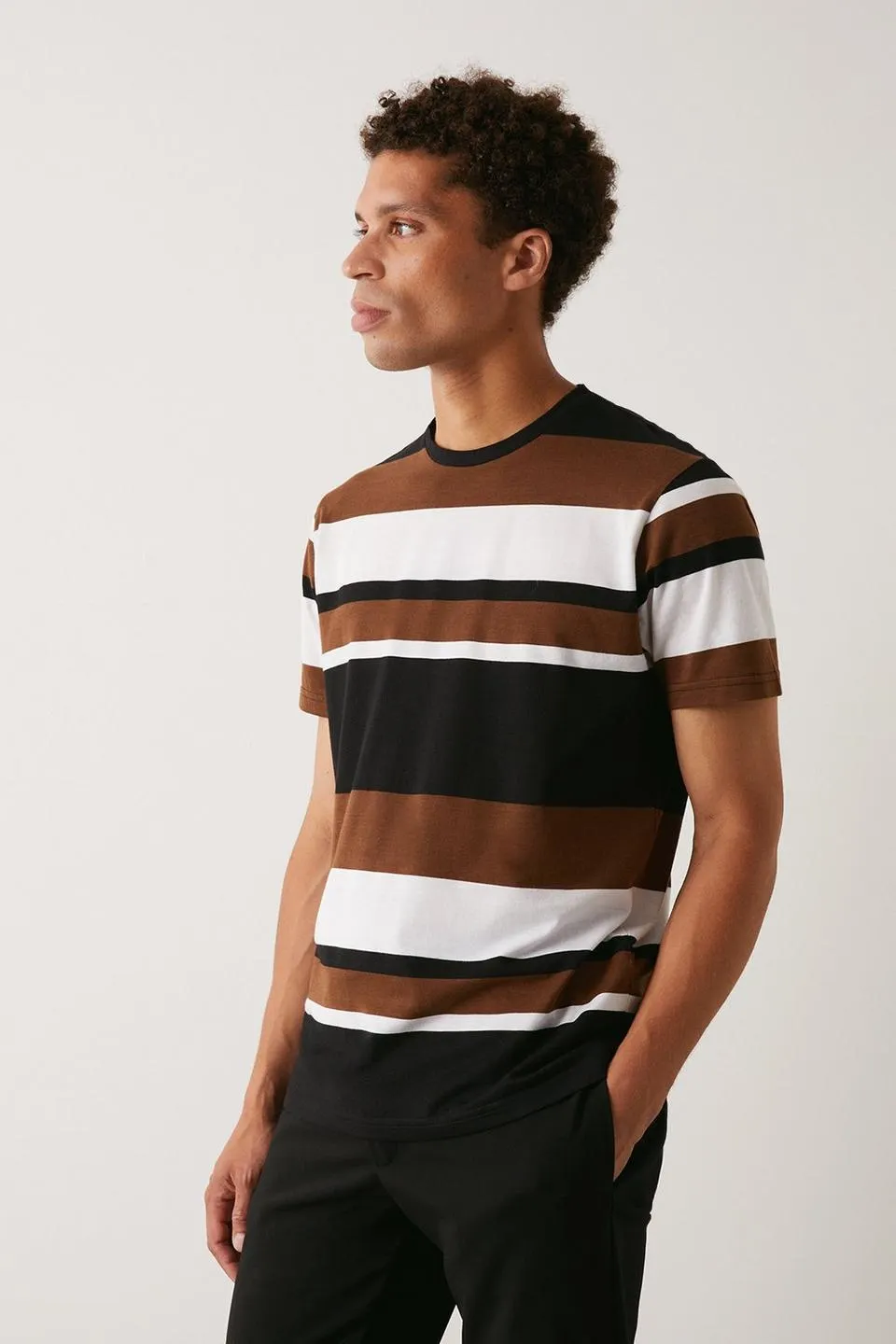Black Short Sleeve Bold Stripe T-shirt