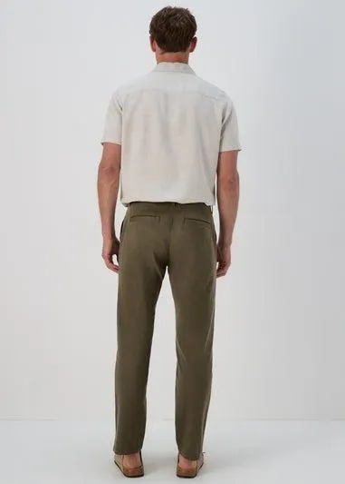 Khaki Straight Fit Stretch Chinos