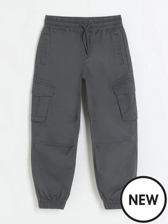 Boys Cuffed Cargo Trousers - Grey