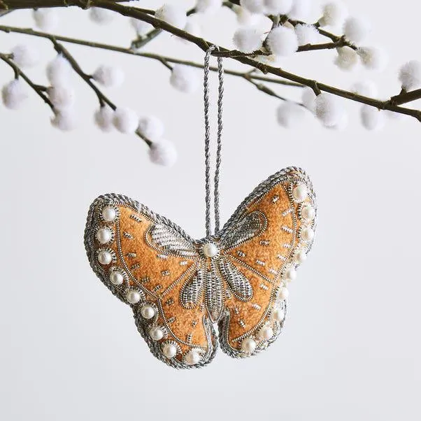 Embroidered Peach Butterfly Hanging Decoration