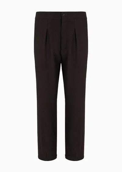 Single-pleat, virgin wool and cashmere seersucker trousers