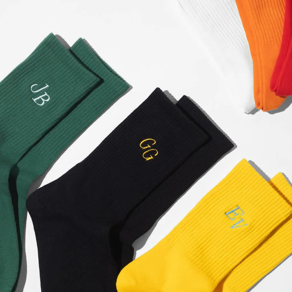Custom Embroidered Socks Personalised Initials
