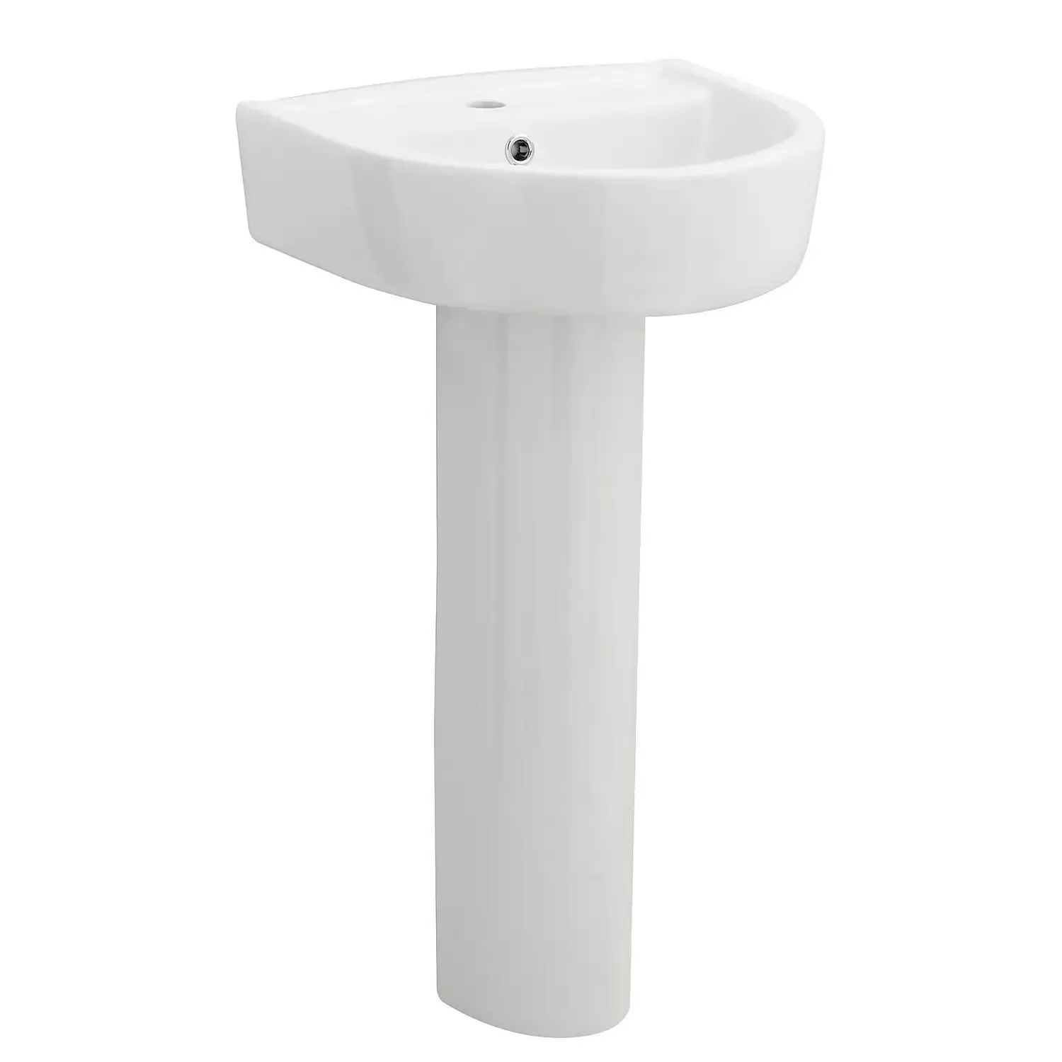 Balterley D-Shape 1 Tap Hole Basin and Full Pedestal - 425mm