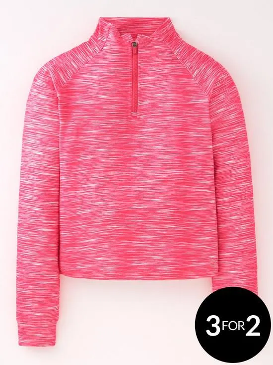 Active Pink High Neck Zip Through Sports Top