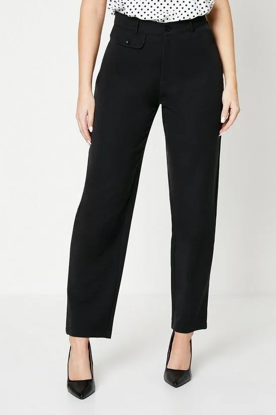 Button Tab Straight Leg Trouser