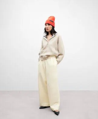 Cream fleece hoodie for women