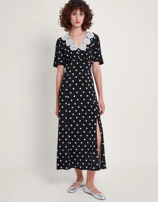 Sally Spot Maxi Dress Black