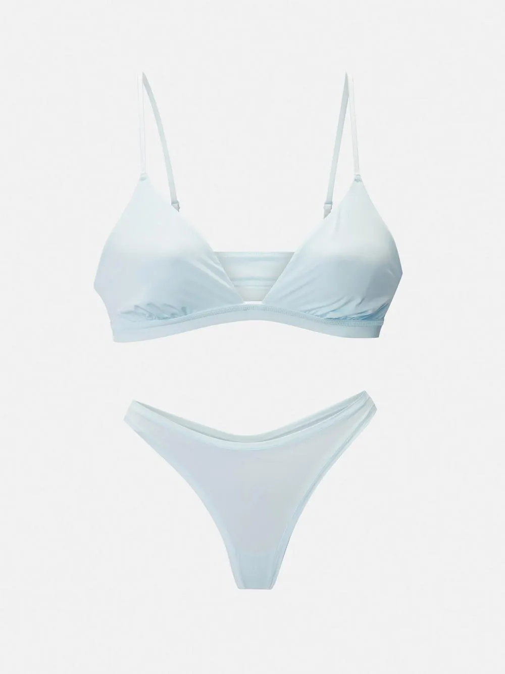Non-Padded Triangle Bra and Thong Underwear Set