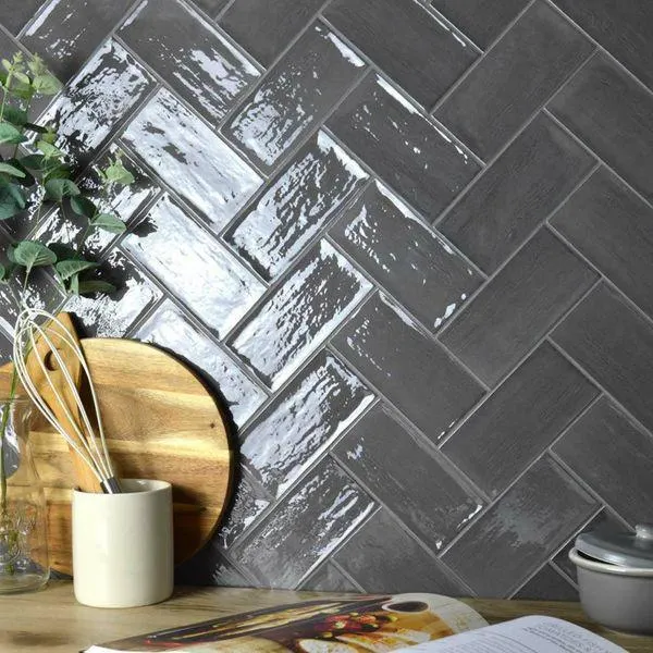 Graphite Grey Rustic Metro Tiles
