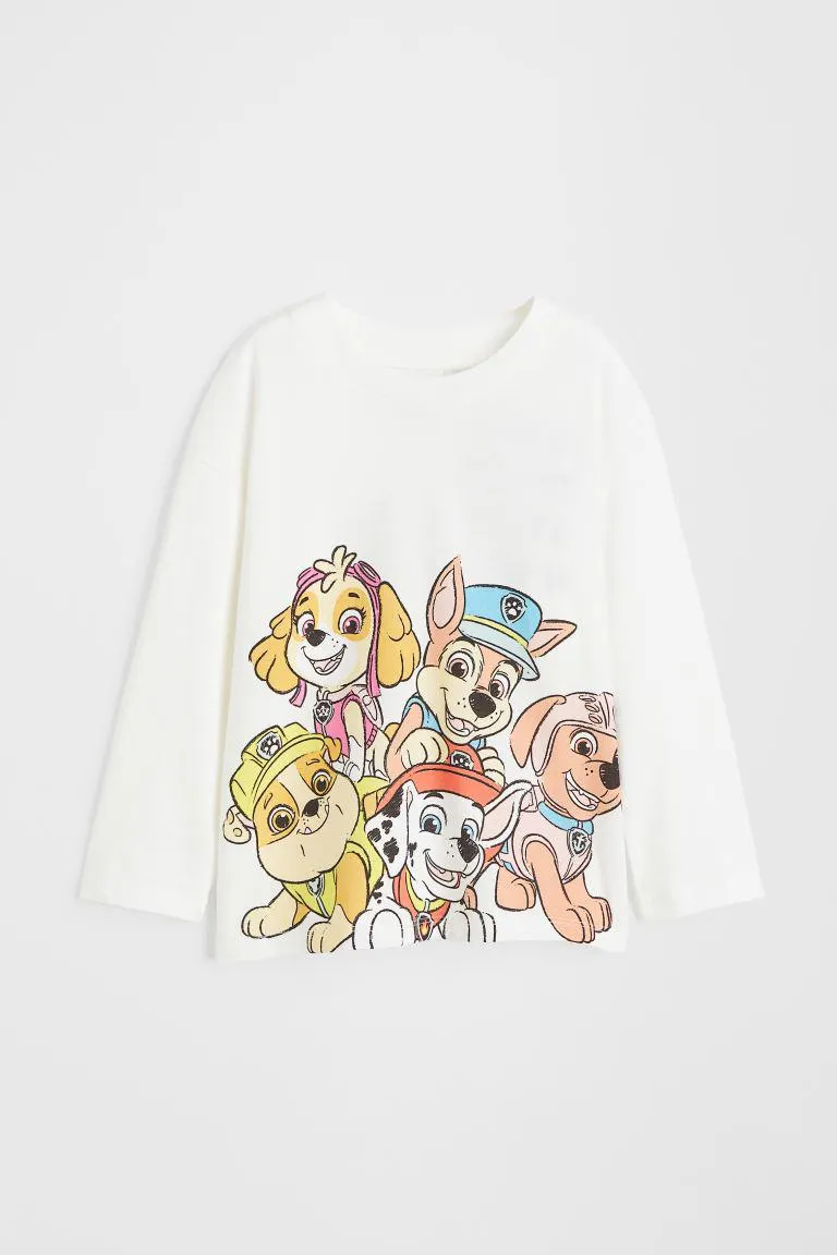 Printed cotton jersey top