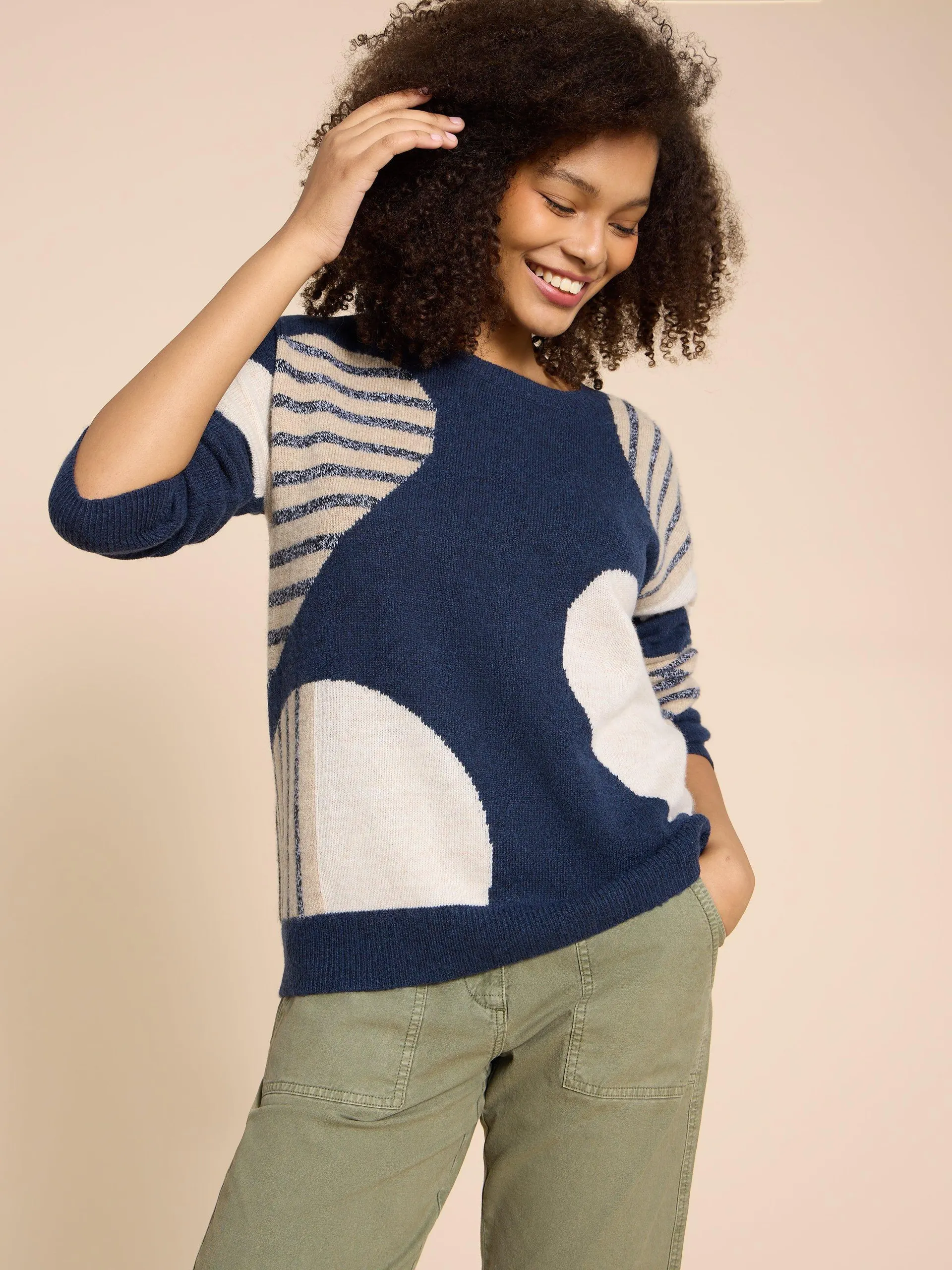 AMBER HEART JUMPER in NAVY MULTI