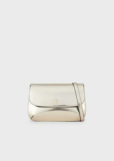 La Prima striped, lamé-leather mini shoulder bag