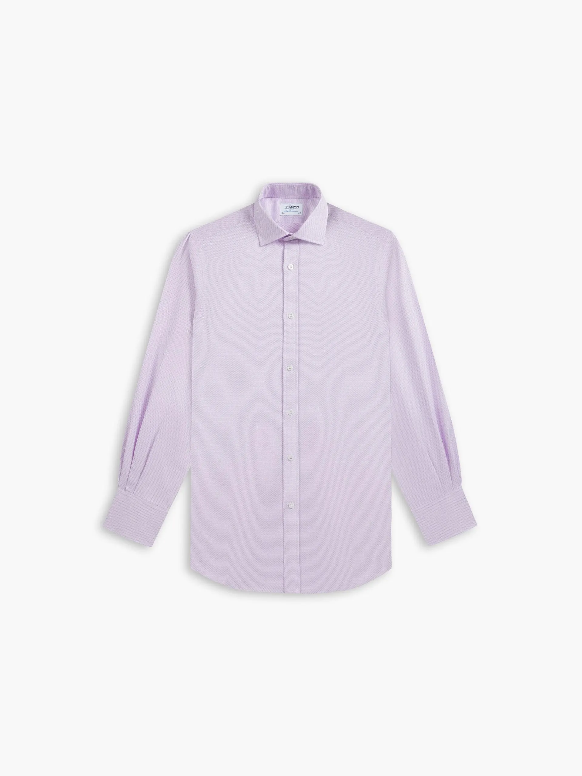 Lilac Diamond Geometric Dobby Fitted Single Cuff Classic Collar Shirt