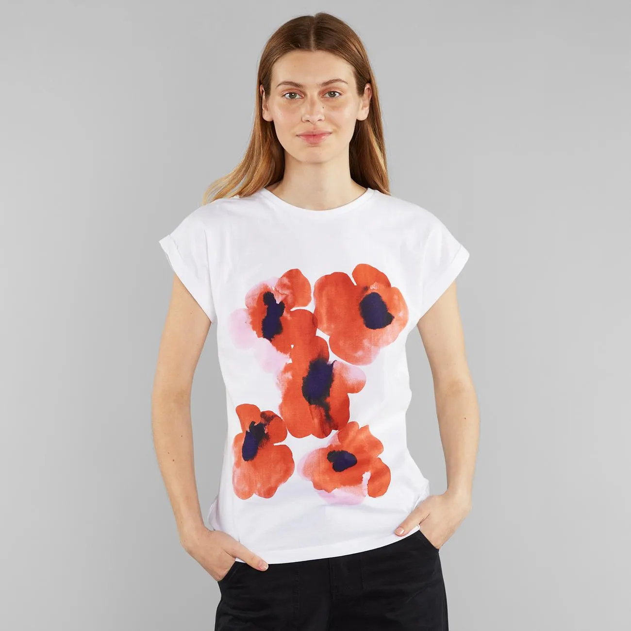 T-shirt Visby Stina Poppies White