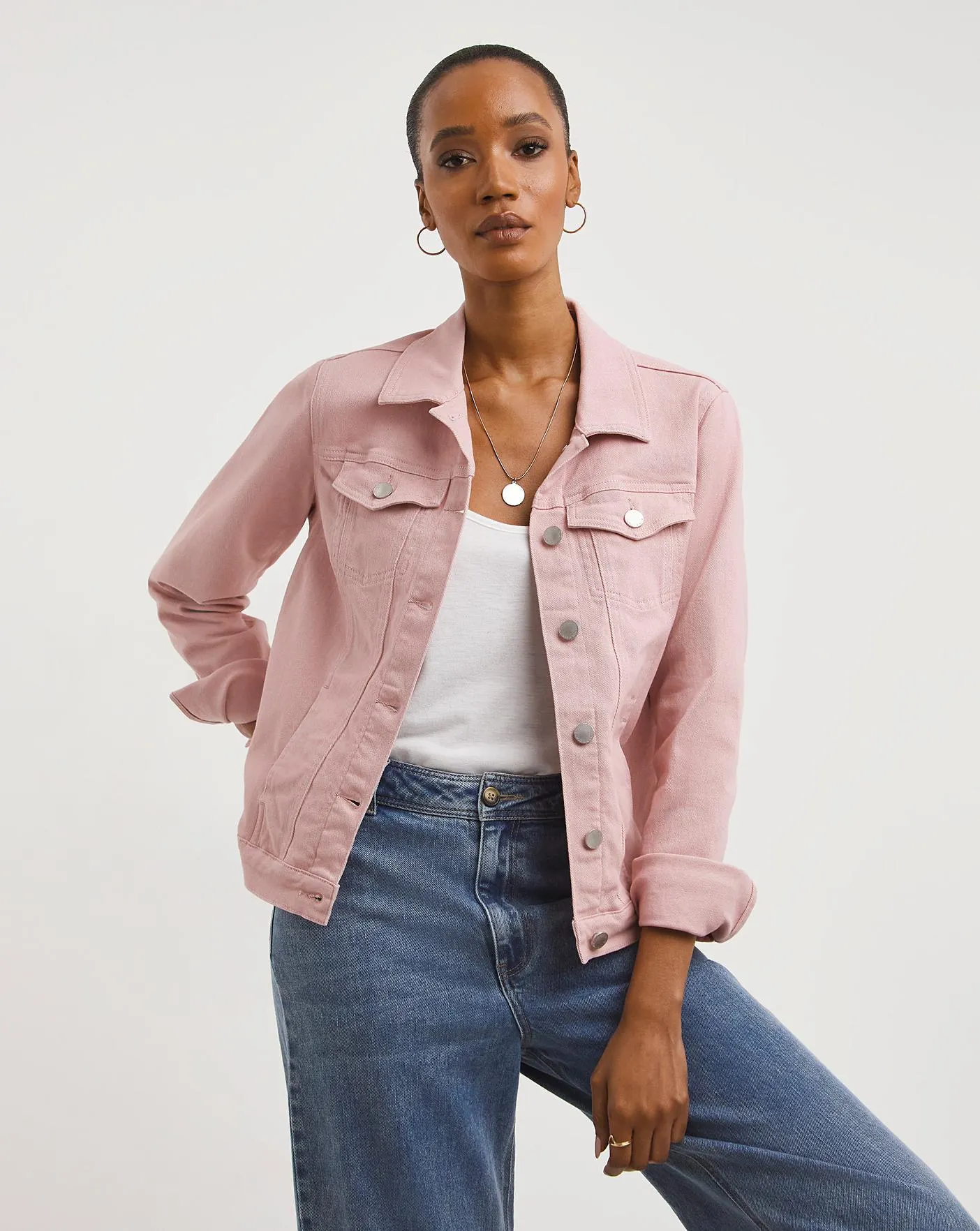 Dusky Pink Western Denim Jacket