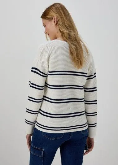 Cream Rib Ottoman Stripe Jumper - Extra small