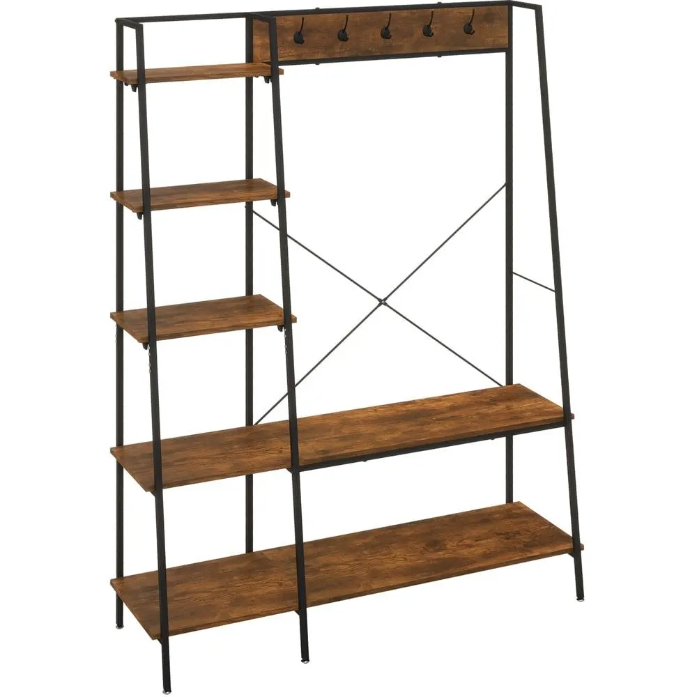 Portland 5 Tier Brown Metal Coat Rack