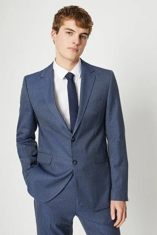 Dusty Blue Semi Plain Suit Jacket