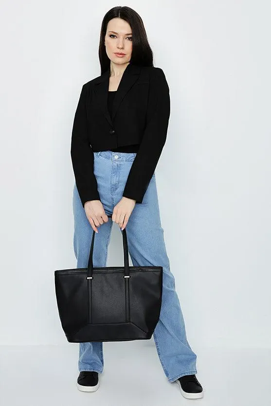 Black Gold Trim Panel Shopper Bag