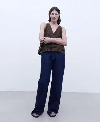 English embroidered openwork top