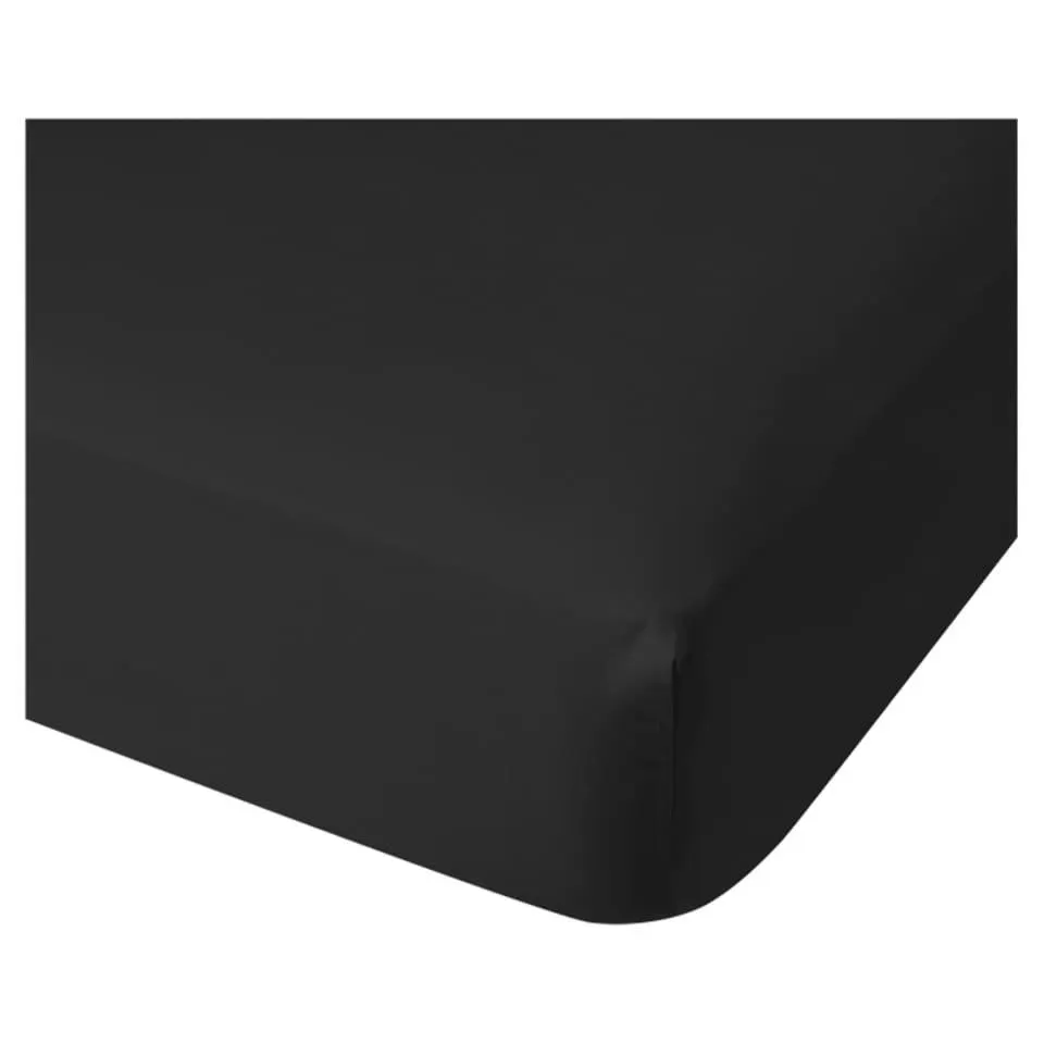 F&F Home Bedding Poly Cotton Fitted Sheet Black Double