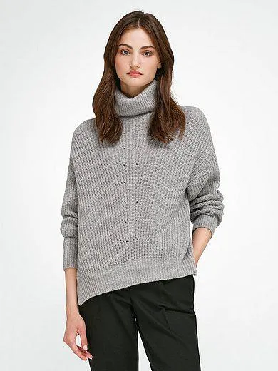 Roll-neck jumper with purl knit texture