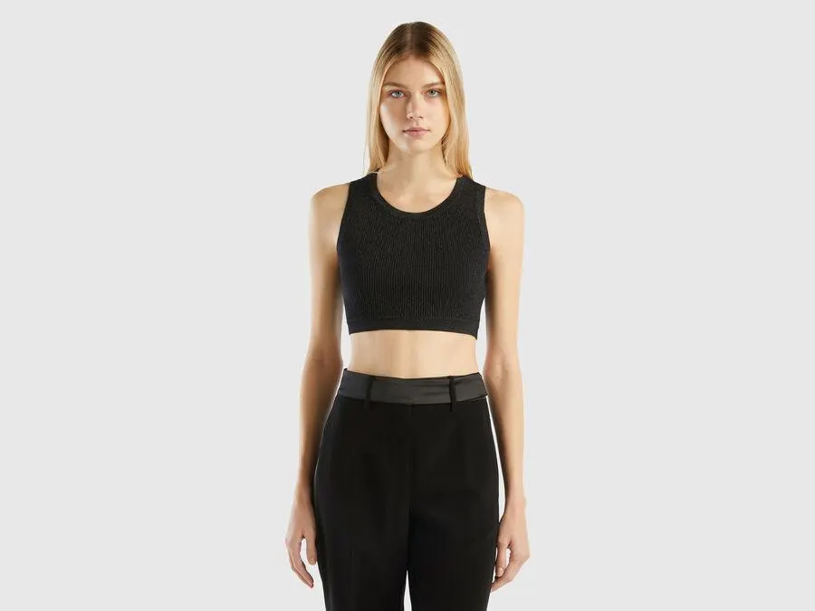 Ribbed bra with lurex