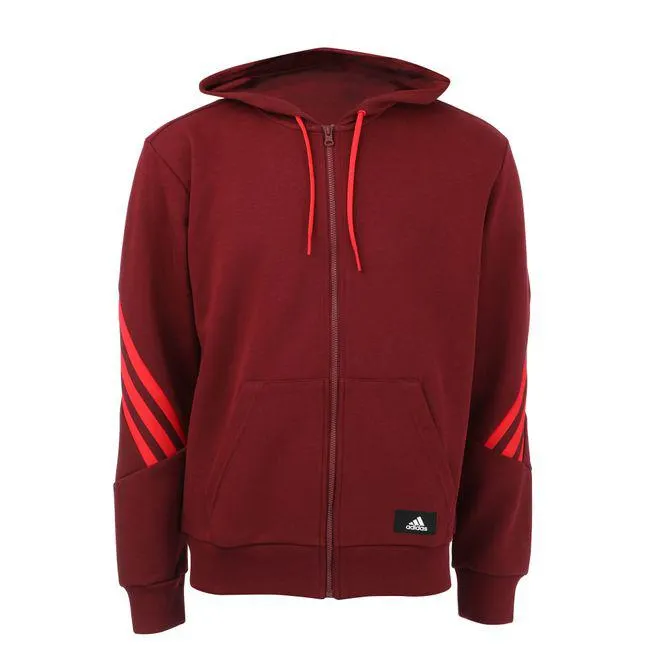 adidas Mens Future Icons 3- Stripes Hoodie in Burgundy