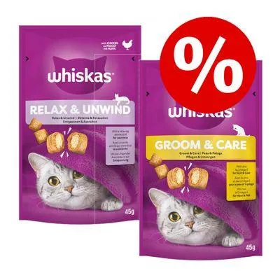 2 x 45g Whiskas Adult Cat Treats + 2 x 45g Treats - Special Bundle Price! *