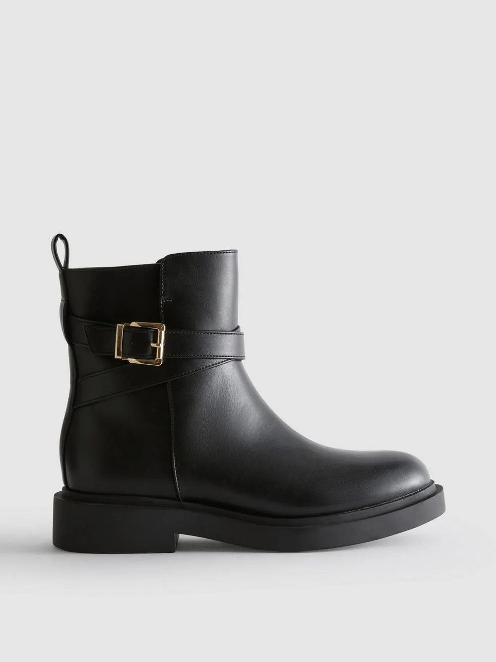 Wide Fit Buckle Strap Ankle Boots