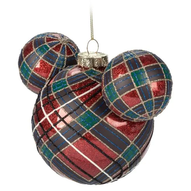 Mickey Mouse Icon Glass Plaid Ball Hanging Sketchbook Ornament