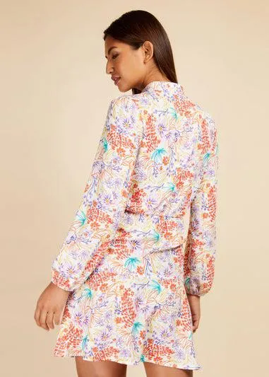 Little Mistress Floral Tie Neck Mini Dress - Size 8