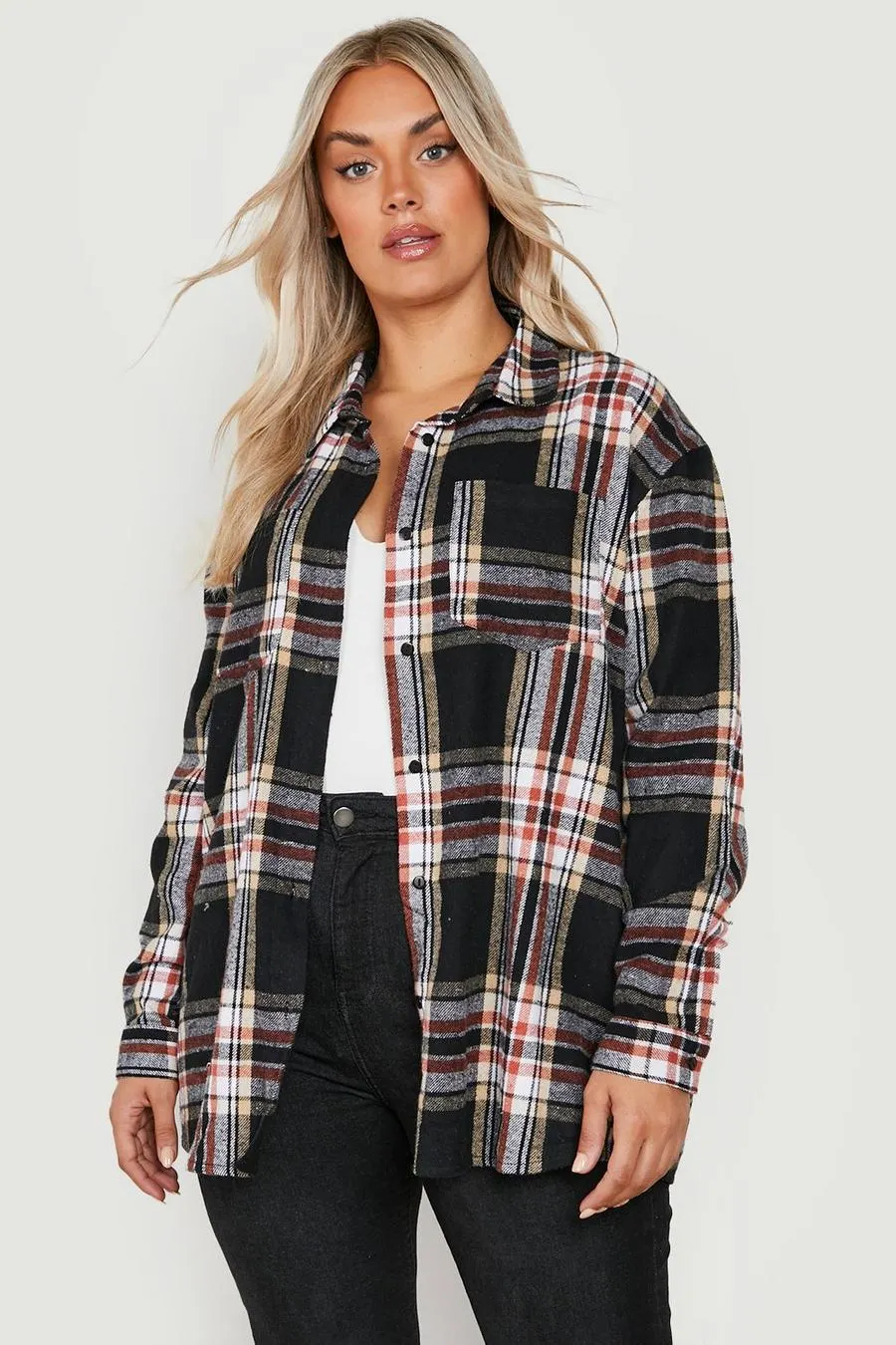 Plus Brushed Checked Shirt