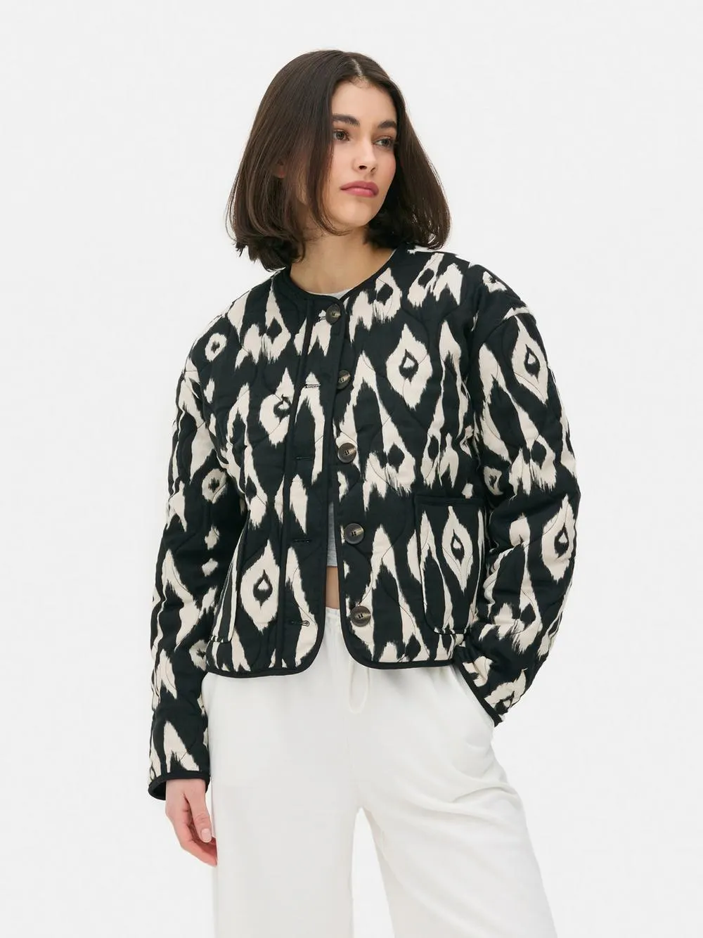 Quilted Button-Up Jacket