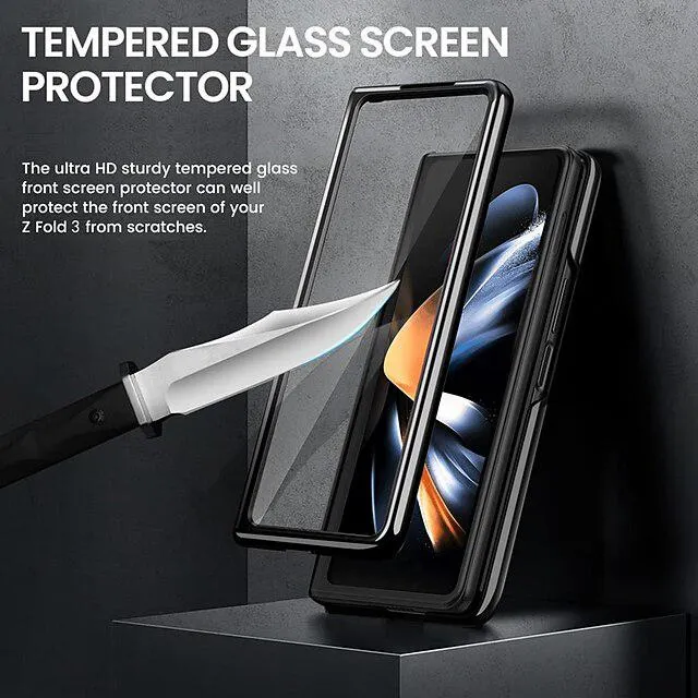 Luxury Carbon Fiber Case Phone Case For Samsung Galaxy Full Body Case Z Fold 4 Z Fold 3 Magnetic Magnetic Flip Shockproof Lines / Waves Retro Solid Colored TPU PU Leather