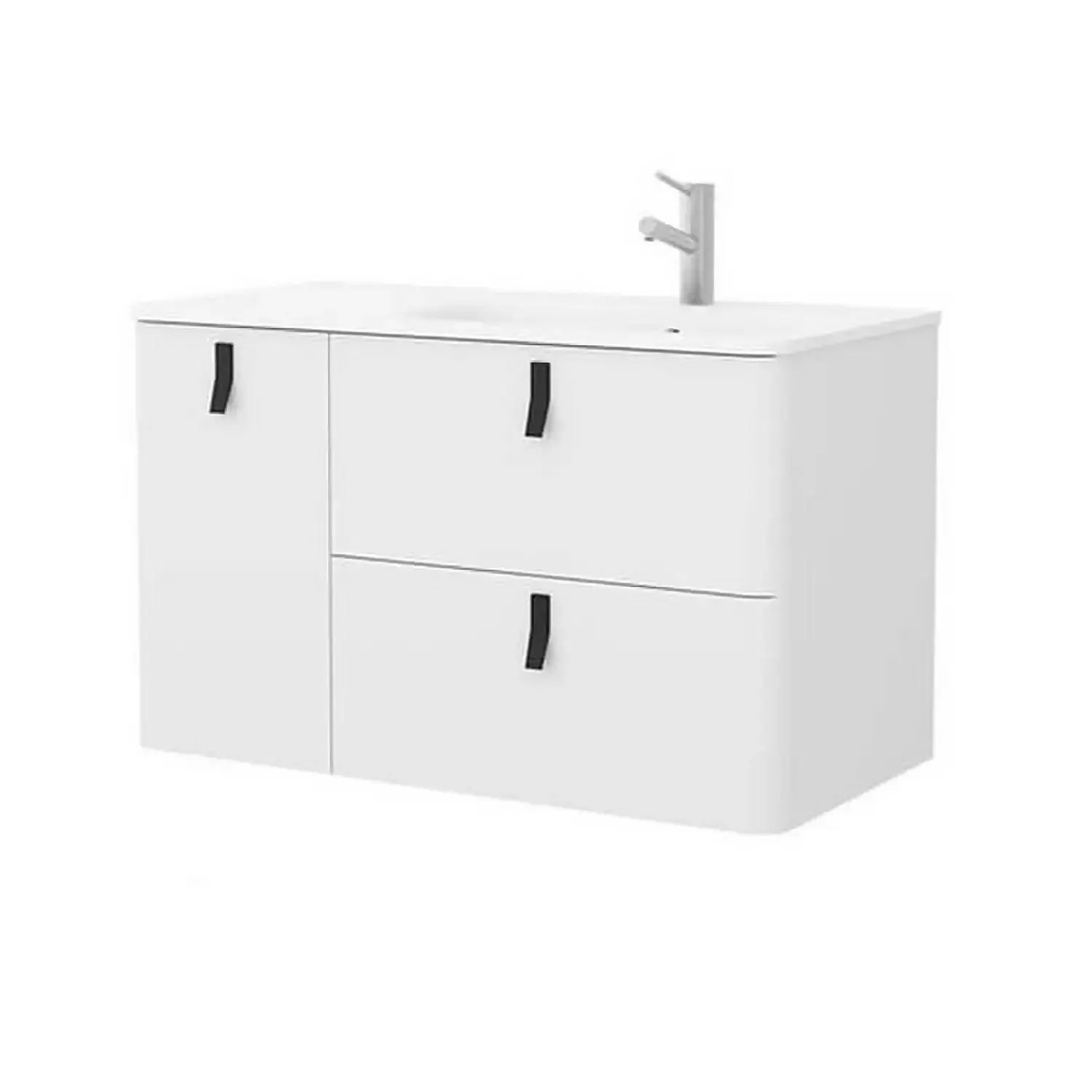 Bathstore Sketch 900 Left Hand Inset Basin and Unit - Matt White