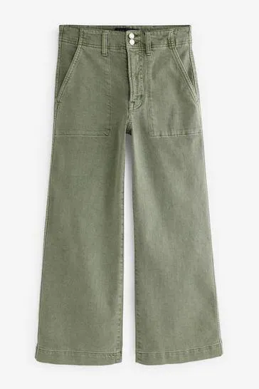 High Rise Wide Leg Crop Jeans