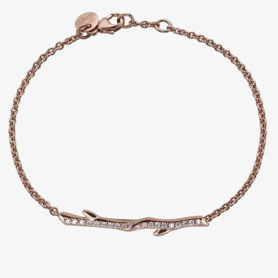 Rose Gold Vermeil & Diamond 0.20ct Cherry Blossom Branch Bracelet