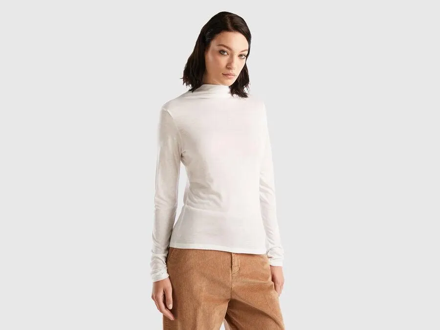 T-shirt in wool and viscose blend