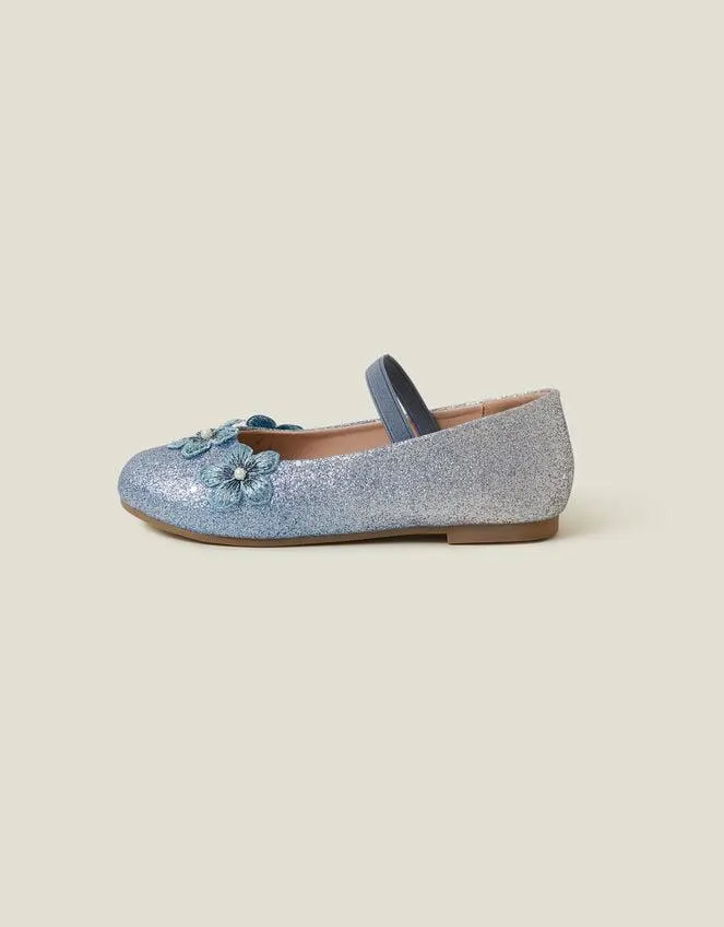 Girls Ombre Flower Ballet Flats Blue