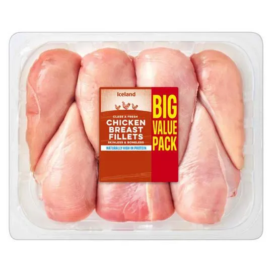 Iceland Class A Fresh Chicken Breast Fillets Skinless & Boneless 1.7kg