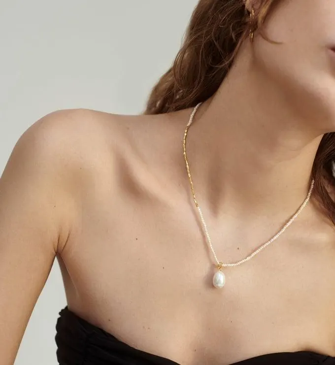 Nura Baroque and Mini Nugget Pearl Beaded Necklace